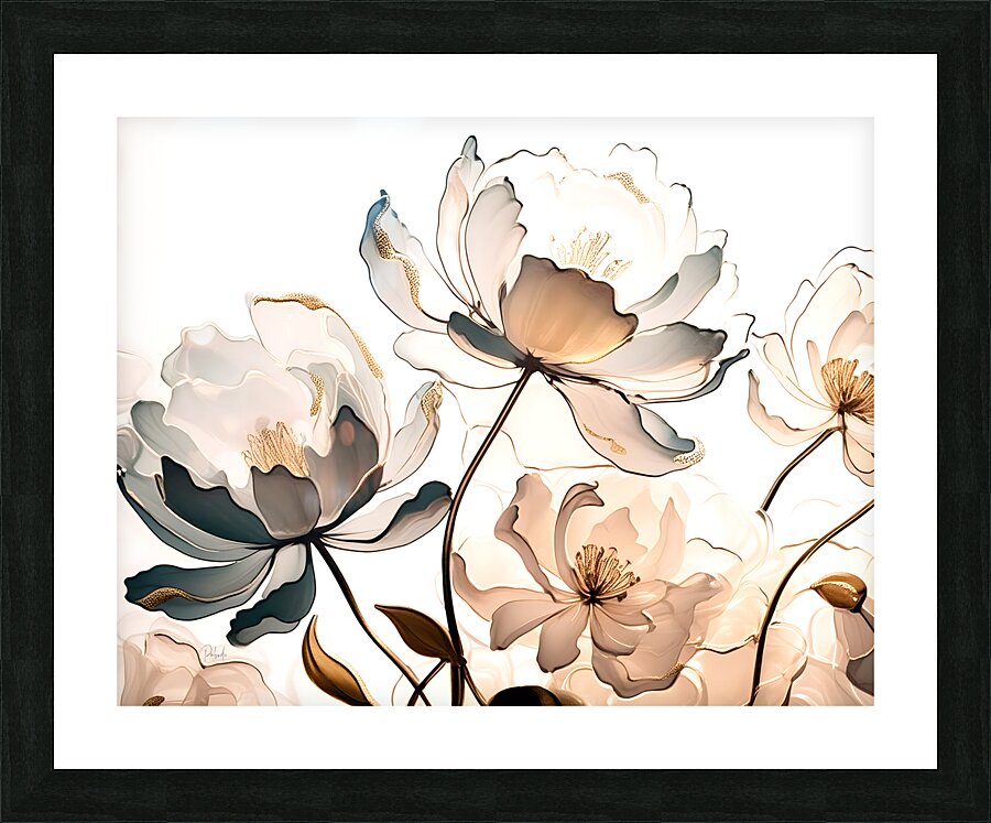 Golden Peonies Picture Frame print