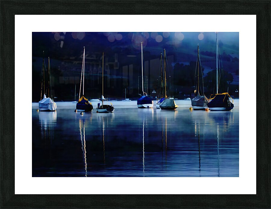 Sailboats and Mooring Buoys at Dusk Impression et Cadre photo