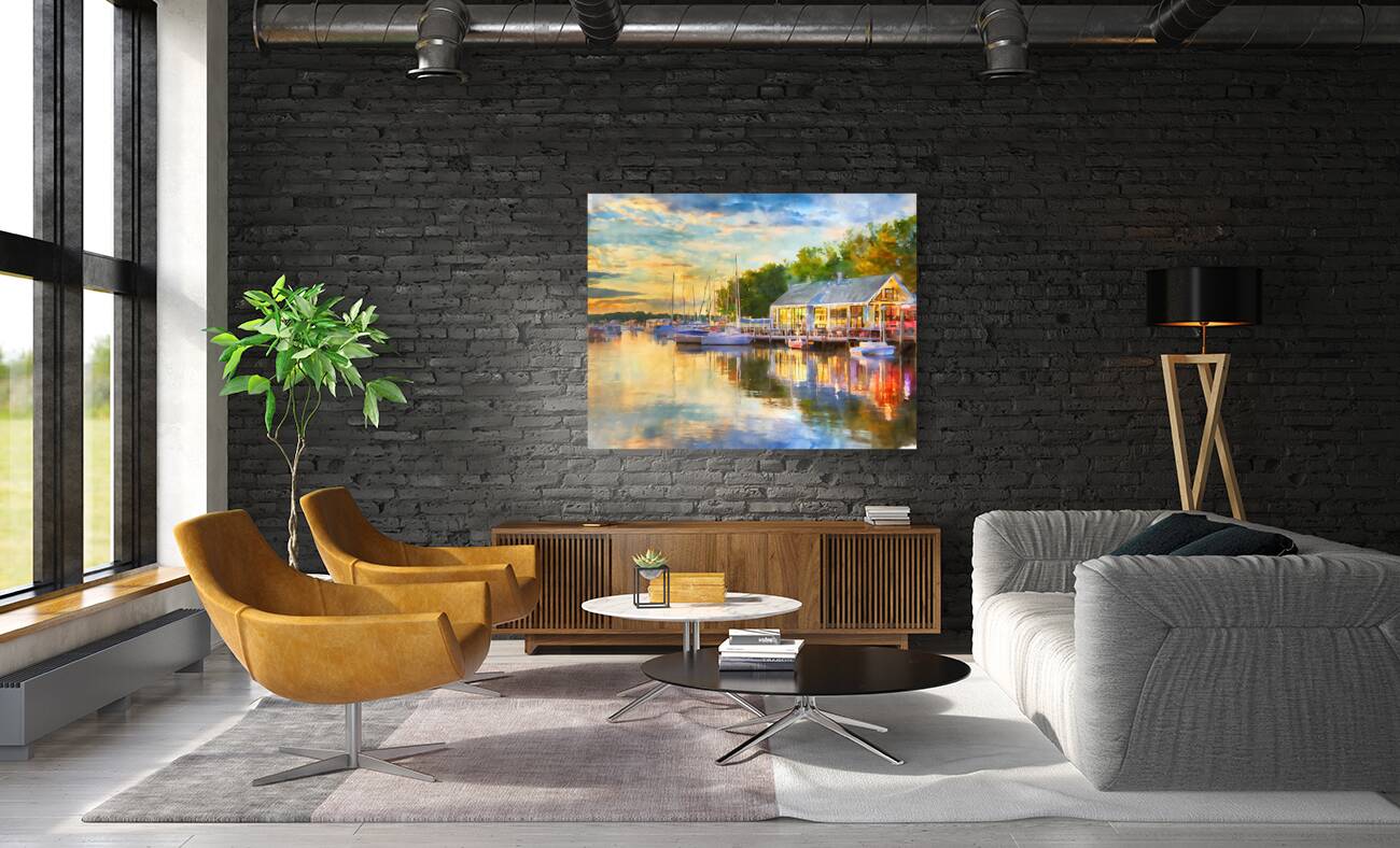 Riverside Dining in Vermilion Reproduction