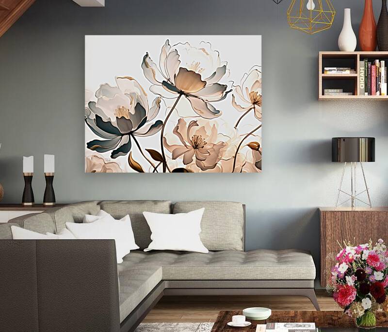 Golden Peonies Reproduction