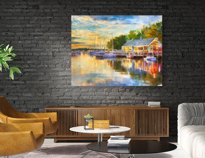 Riverside Dining in Vermilion by Pabodie Art