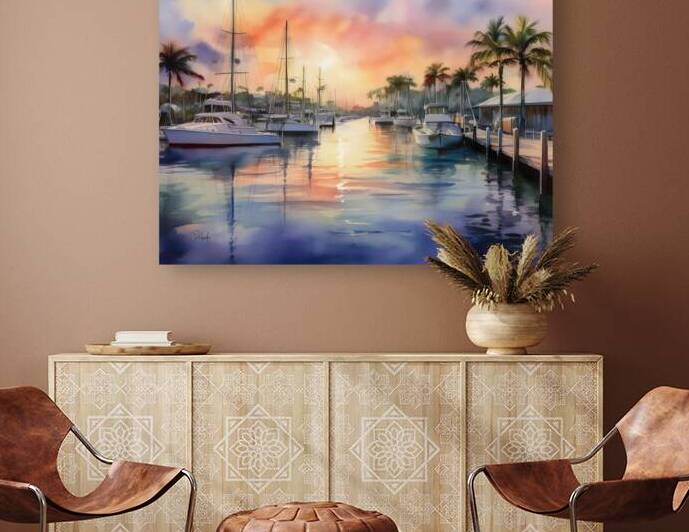 Sunset Along The Canal by Pabodie Art