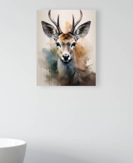 The Eyes of a Deer Inkwash by Pabodie Art