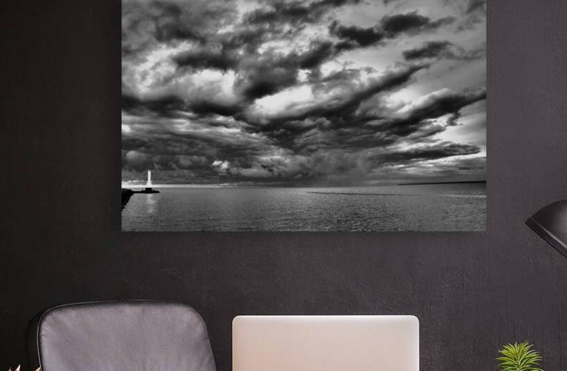 Huron Lighthouse  - Incoming Storm by Pabodie Art