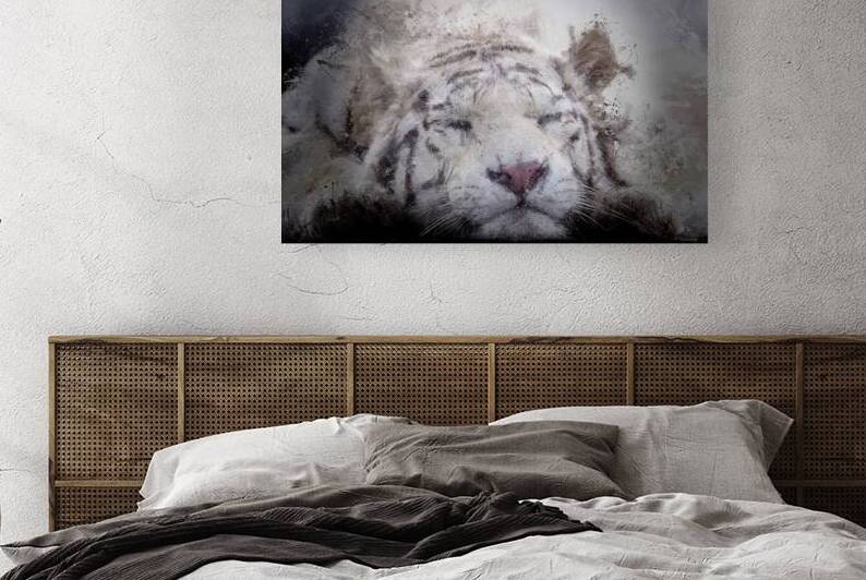 Sleepy White Tiger by Pabodie Art