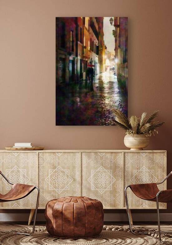 Rainy Walk Through a Cobblestone Alley by Pabodie Art