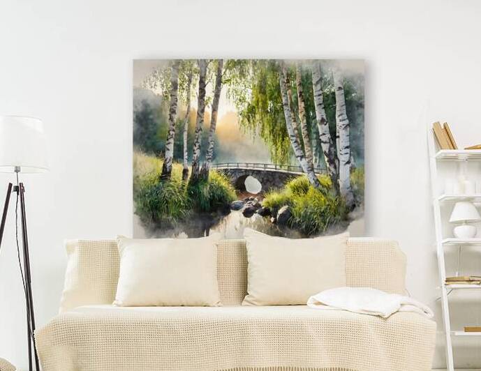 Birch Glen Stone Bridge by Pabodie Art