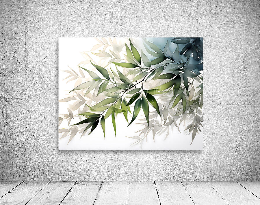 Bamboo Leaves Watercolor Wall Preview