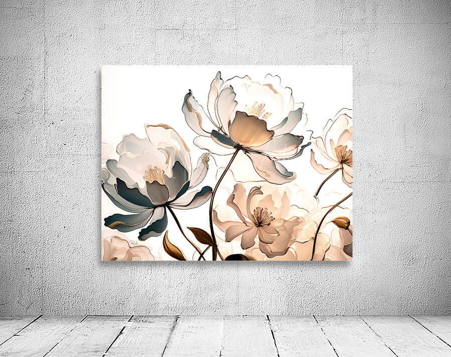 Golden Peonies Wall Preview