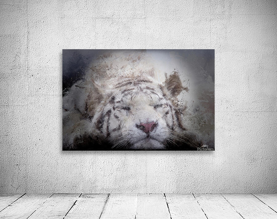 Sleepy White Tiger Wall Preview