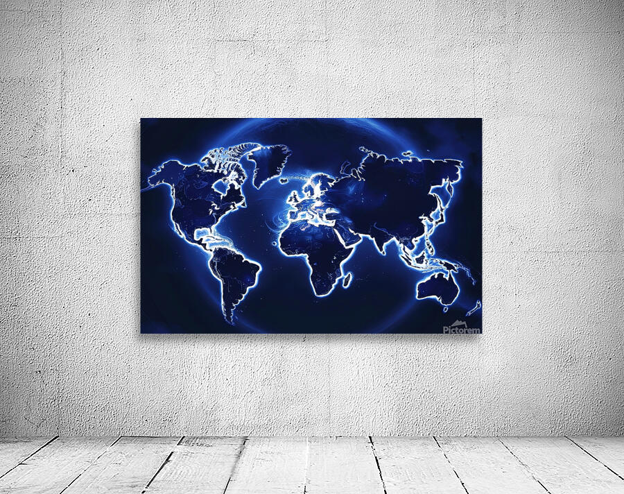 A digital representation of the world map illumin 1723180776.9934 by ...