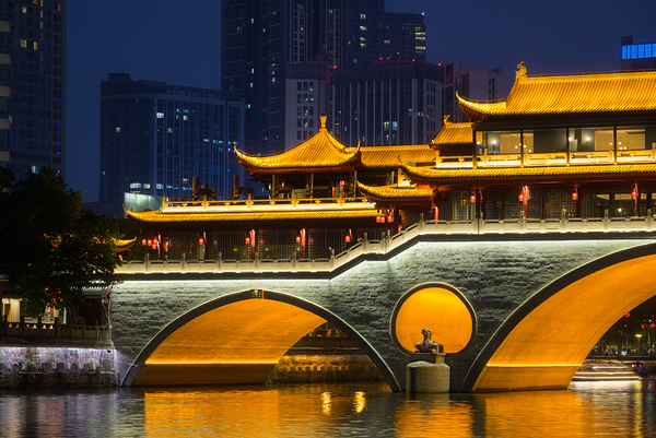 Nighttime Serenity Over Anshun Bridge in Chengdu. Digital Download