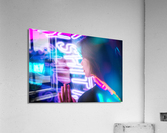 Young Chinese woman portrait with neon lights Acrylic Print