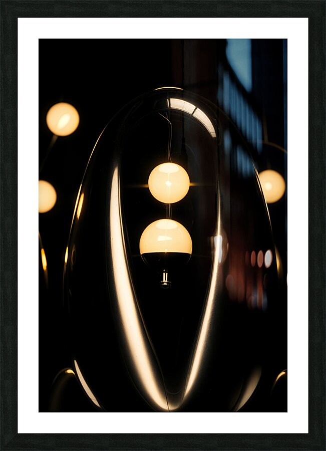 Abstract dark metallic decoration with yellow lamp Picture Frame print