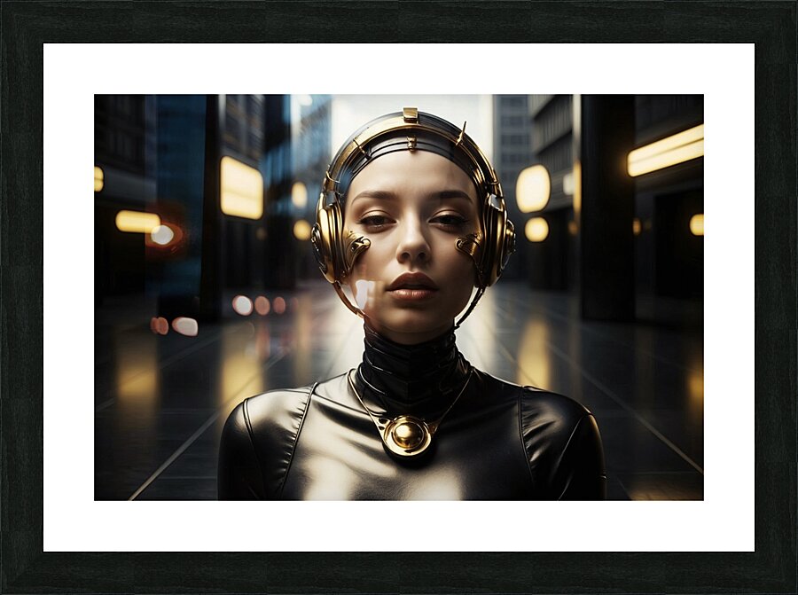 Ai portrait of a young woman in a futuristic world Picture Frame print