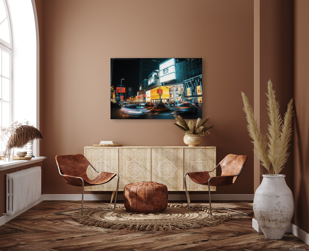 Downtown Chengdu illuminated at night Reproduction