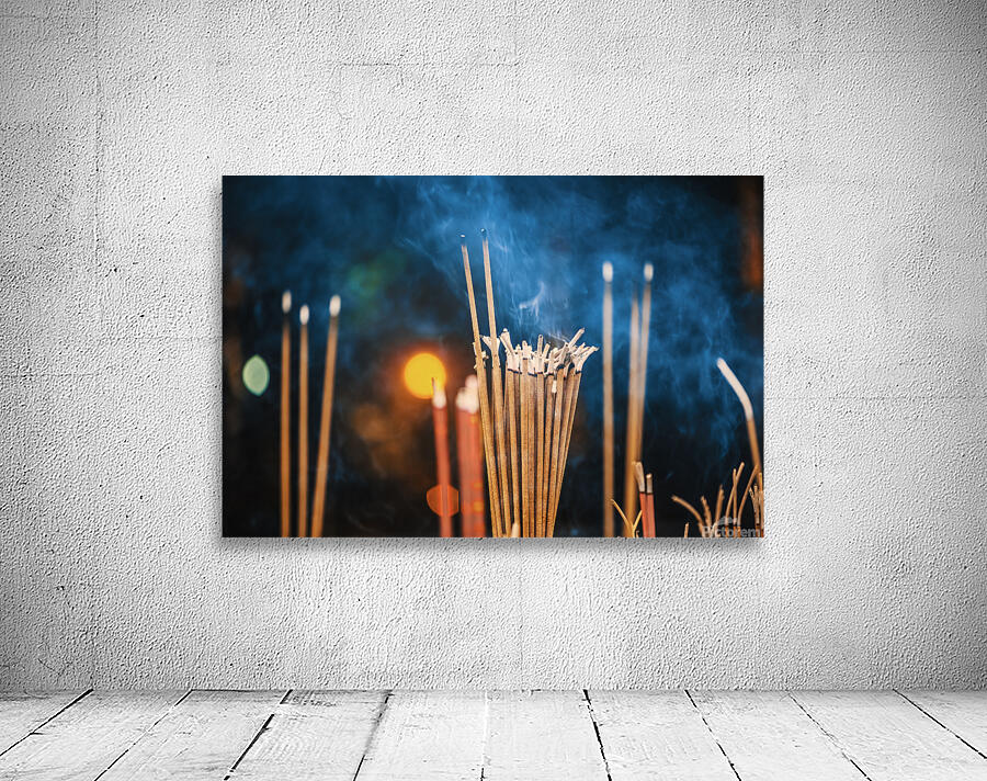 Incense sticks burning with smoke Wall Preview