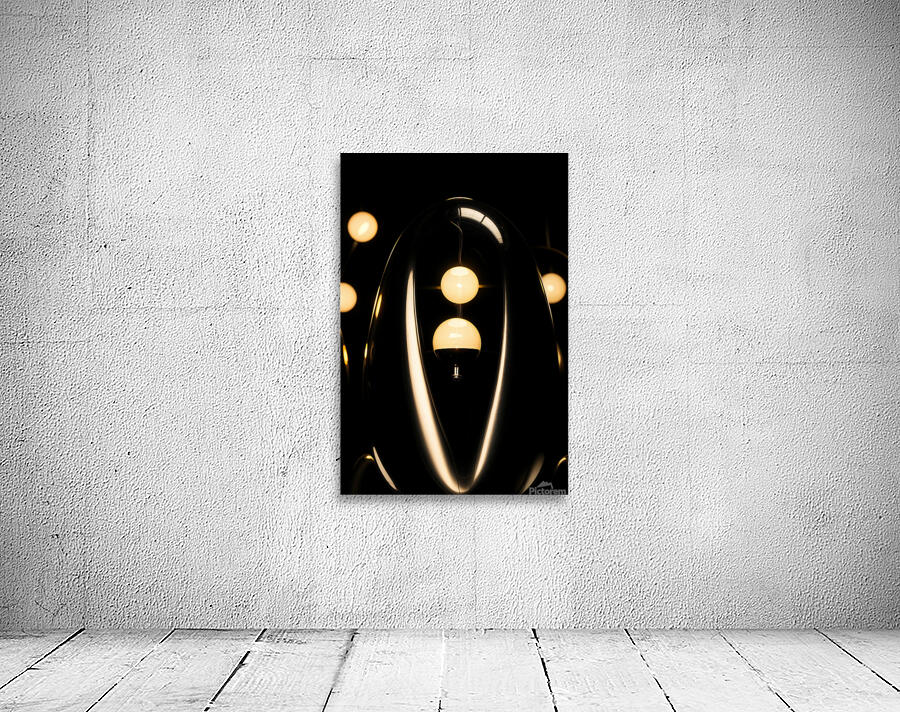Abstract dark metallic decoration with yellow lamp Wall Preview