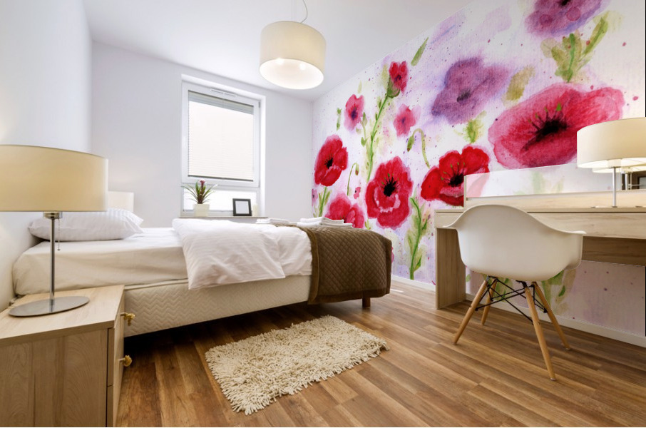 Wimsical Poppies Mural print