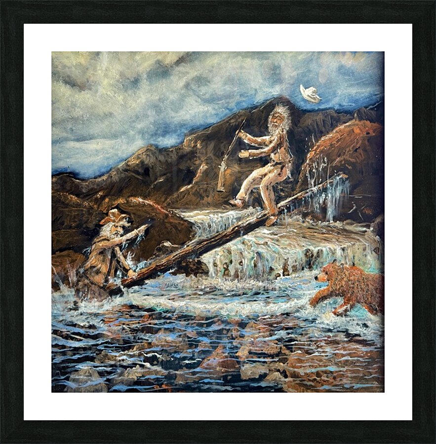 IMG 4290 Two mountain man on a log Picture Frame print