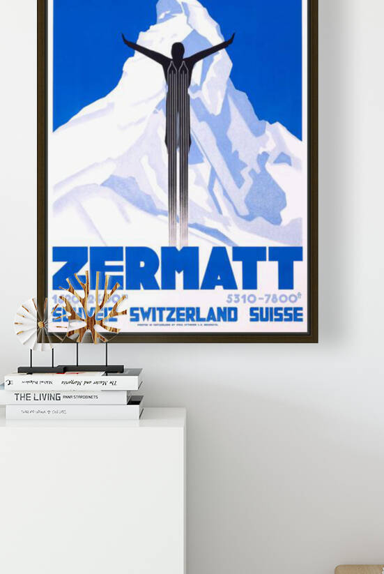 1931 Zermatt Switzerland Ski Travel Poster by Retrographics