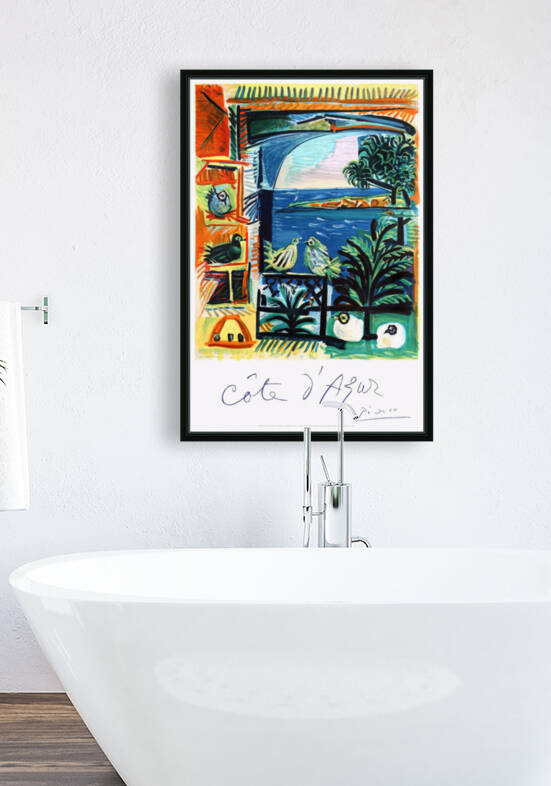 1962 Picasso COTE D AZURE French Riviera Travel Poster by Retrographics