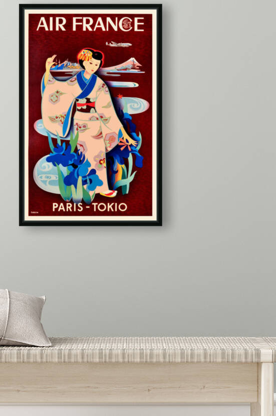 1952 Air France PARIS TOKIO Advertising Poster by Retrographics