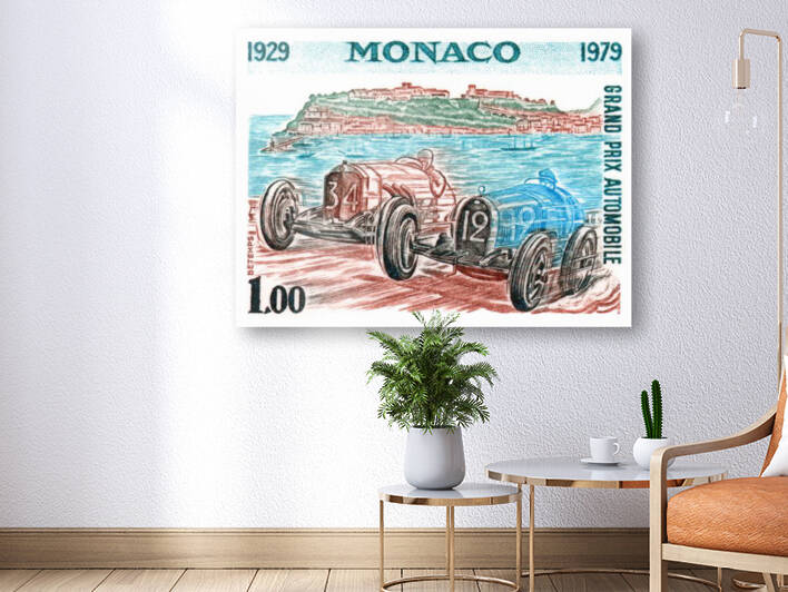 1979 Monaco Grand Prix 50 Year Anniversary Postage Stamp by Retrographics