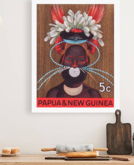 1968 Papua New Guinea Headress 5c Postage Stamp by Retrographics