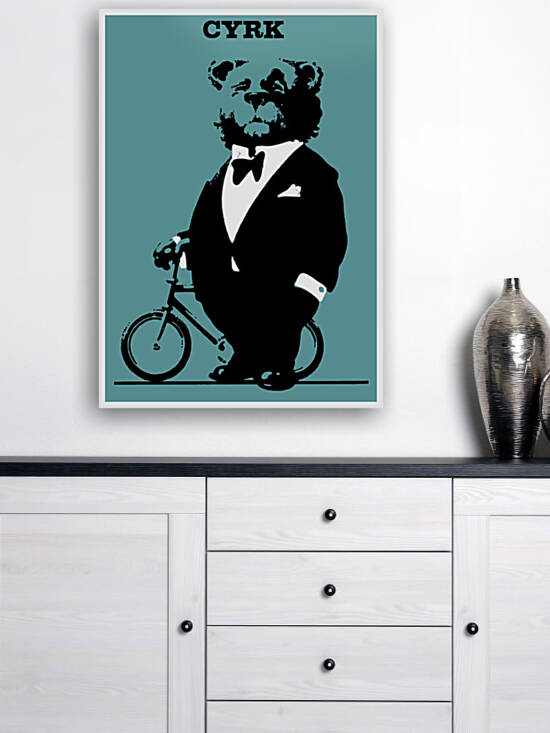 1974 Poland Circus CYRK Tuxedo Bear Poster by Retrographics
