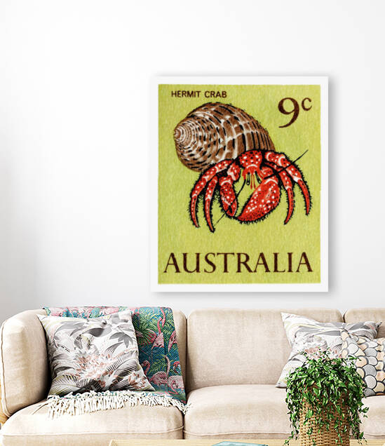 1966 AUSTRALIA Hermit Crab Postage Stamp by Retrographics