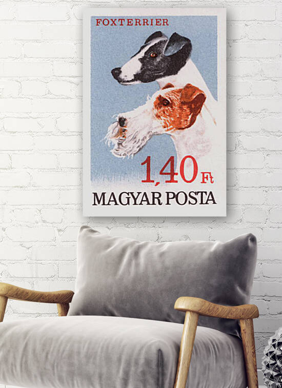 1967 HUNGARY Fox Terrier Postage Stamp by Retrographics