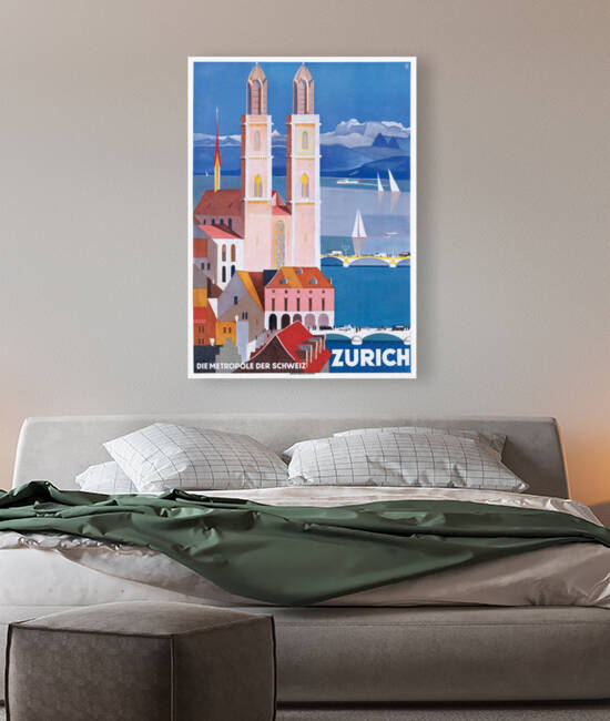 1929 SWITZERLAND Zurich Metropolis Travel Poster by Retrographics