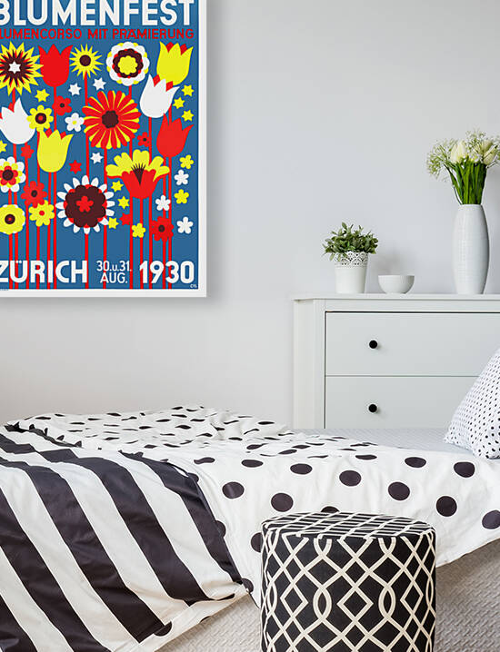 1930 SWITZERLAND Flower Show Advertising Poster by Retrographics
