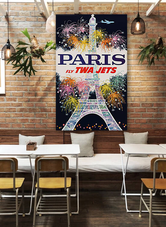 1962 PARIS Fly TWA Jets Poster by Retrographics