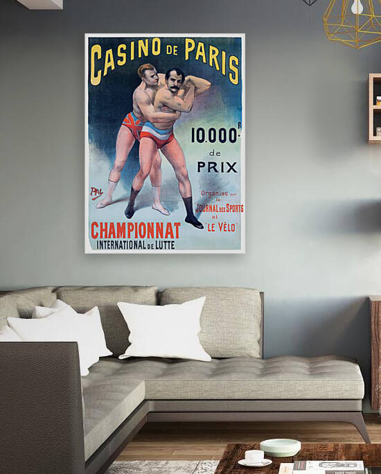 1899 FRANCE Casino De Paris Wrestling Championship Poster by Retrographics