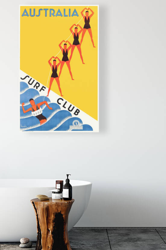 1930 Australia Surf Club Travel Poster by Retrographics