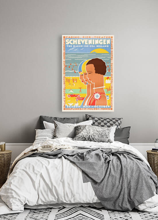 1930 NETHERLANDS Scheveningen Travel Poster by Retrographics