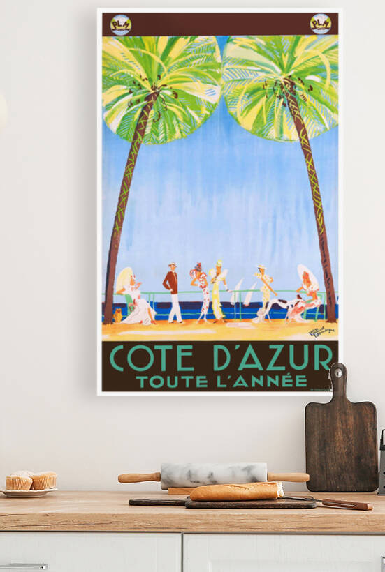 1930 FRANCE Cote D Azur All Year PLM Travel Poster by Retrographics