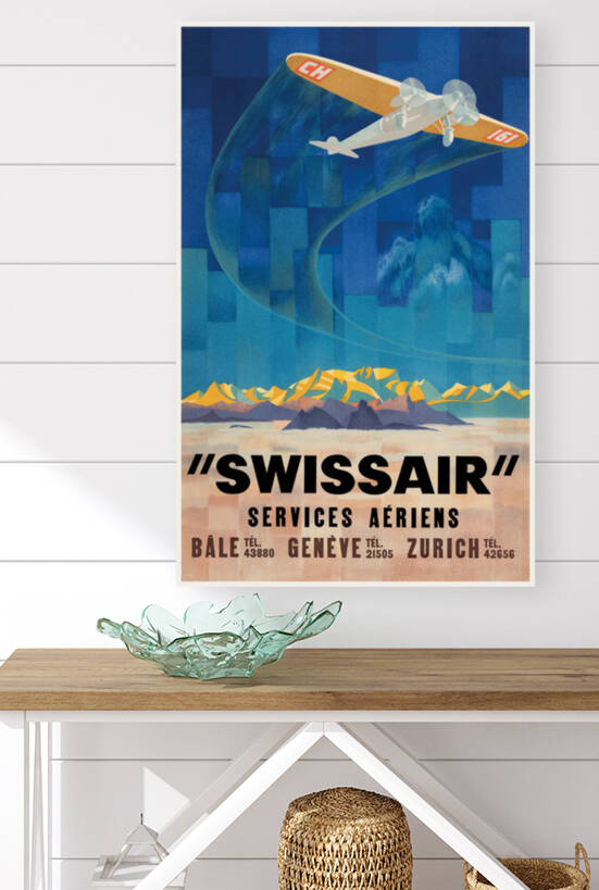 1925 Swissair Air Services Airline Poster by Retrographics