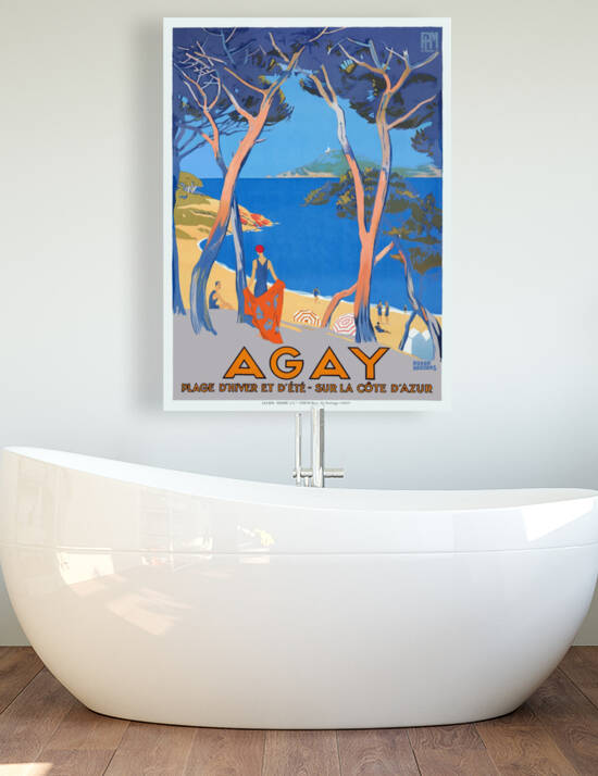 1928 FRANCE Agay French Riviera PLM Travel Poster by Retrographics