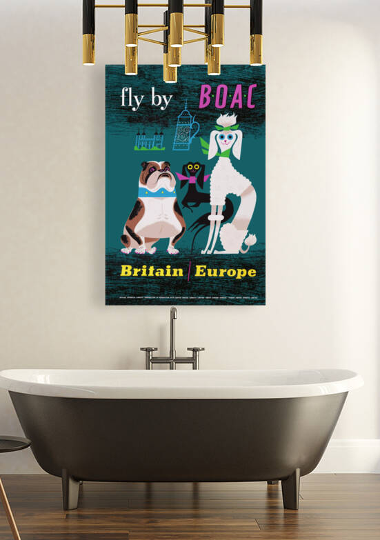 1955 BOAC Britain Europe Airline Poster by Retrographics