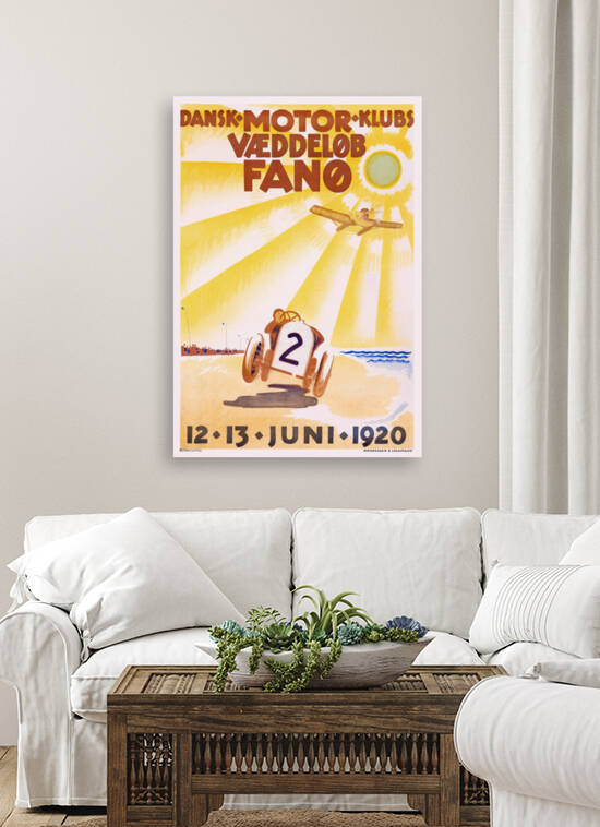 1920 DENMARK Dansk Motor Klubs Racing Poster by Retrographics