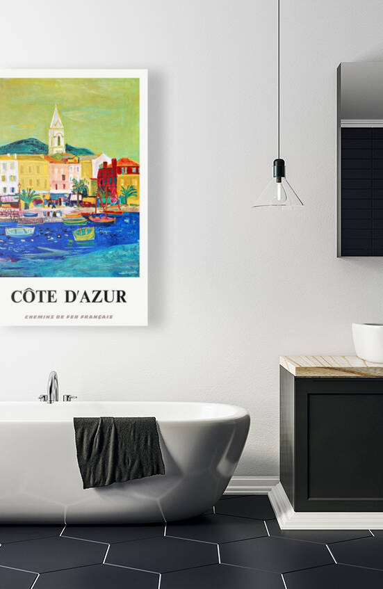 1966 FRANCE Cote D Azur Train Travel Poster by Retrographics