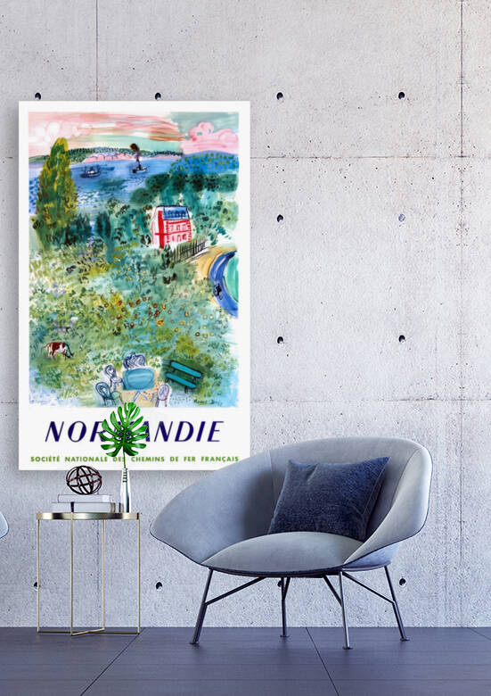 1952 FRANCE Normandie Travel Poster by Retrographics