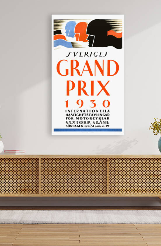 1930 SWEDEN Motorcycle Grand Prix Poster by Retrographics