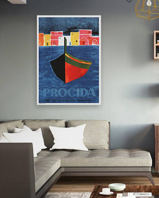 1954 ITALY Procida Travel Poster by Retrographics