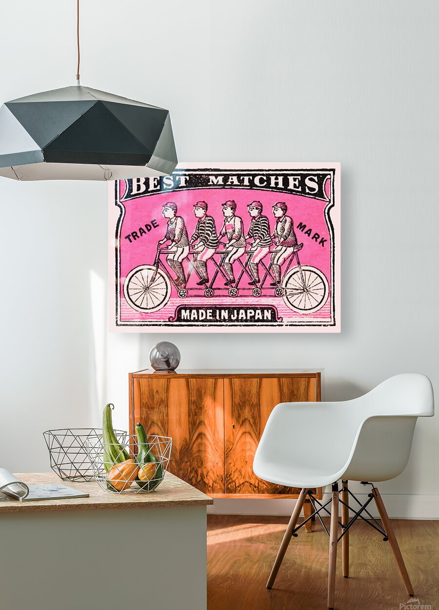 1910 Japanese Tandem Bicycle Matchbox Label by Retrographics Wall Art