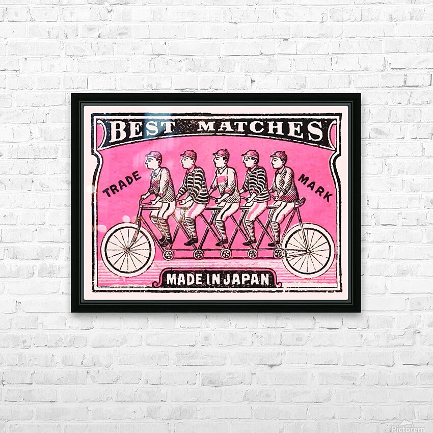 1910 Japanese Tandem Bicycle Matchbox Label by Retrographics Wall Art