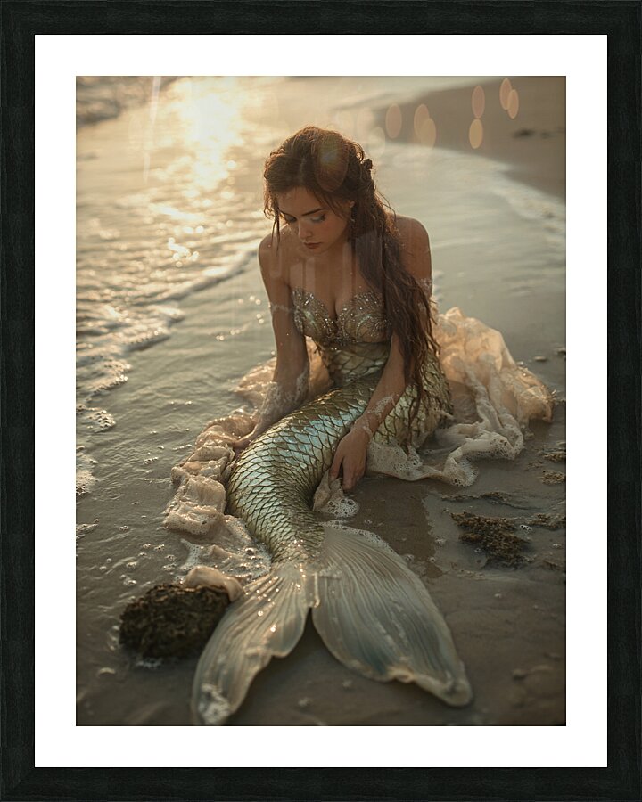 u3797829577 a beautiful mermaid washed up in the Picture Frame print